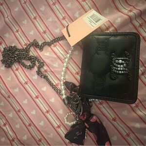 Juicy Couture Tie The Knot WOS Pearl Handle Crossbody Liquorice Brand New w/ta